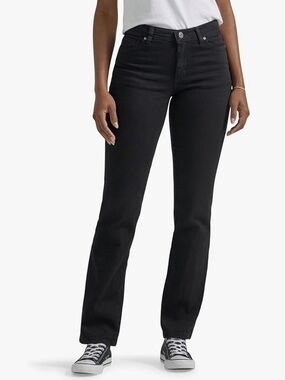 New Women’s Straight-Leg Mid Rise Black Jeans
